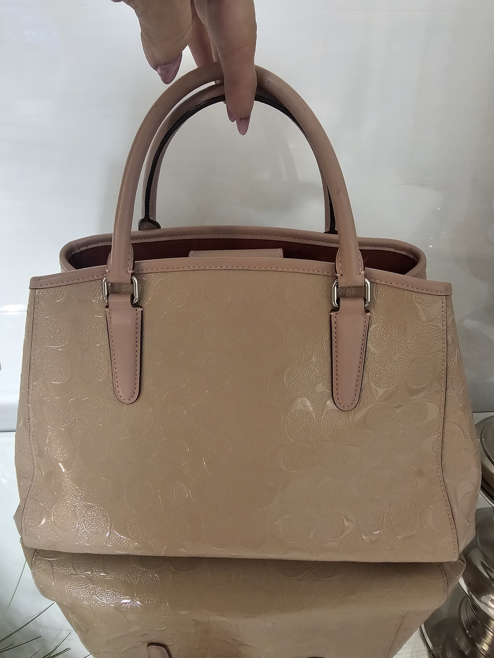 Coach Blush Pink Embossed Leather Satchel with Chain And Wallet - Picture 3 of 11